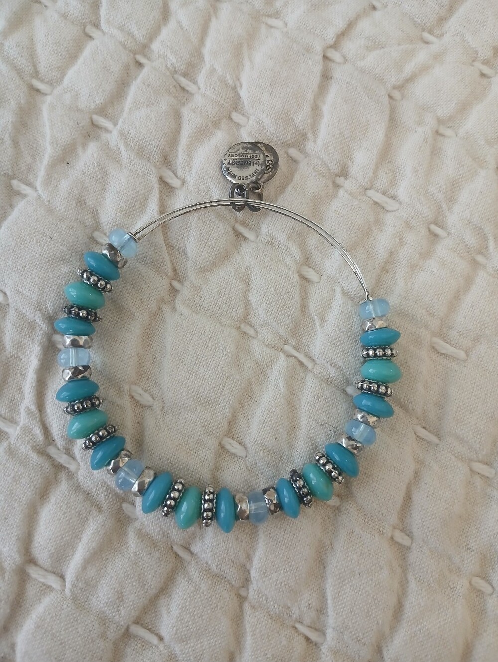 Silver-Tone Ble Bead Stretch Bracelet byAlex And Ani